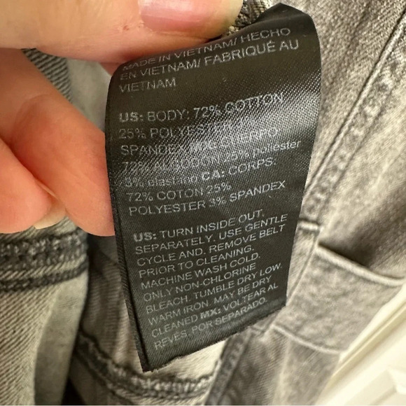 White House Black Market size 0 Gray Denim Belted Jean Dress stretch Snaps Up - Picture 6 of 7